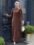 Quzey Velvet Dress – Brown