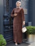 Quzey Velvet Dress - Brown