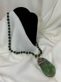 Quzey Bohemian Droplet Necklace - Olive Green