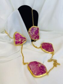 Emperor Trapezoid Slab Necklace - Pink