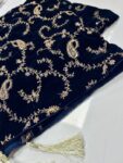 Quzey Velvet Shawl – Blue