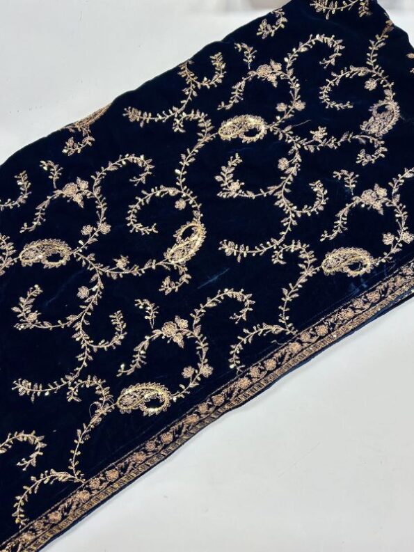 Quzey Velvet Shawl - Blue