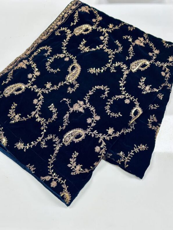 Quzey Velvet Shawl - Blue