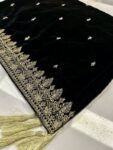 Quzey Velvet Shawl – Black Noir