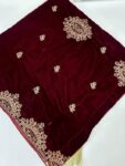 Quzey Velvet Shawl - Maroon Mighty