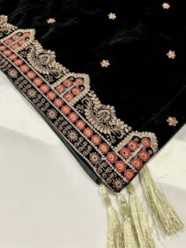 Quzey Velvet Shawl - Midnight Black