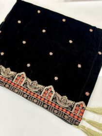 Quzey Velvet Shawl - Midnight Black