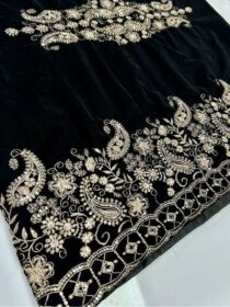 Quzey Velvet Shawl - Golden Black