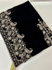 Quzey Velvet Shawl - Golden Black