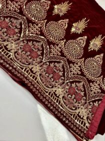 Quzey Velvet Shawl - Maroon Luxe