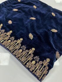 Quzey Velvet Shawl - Blue Majesty