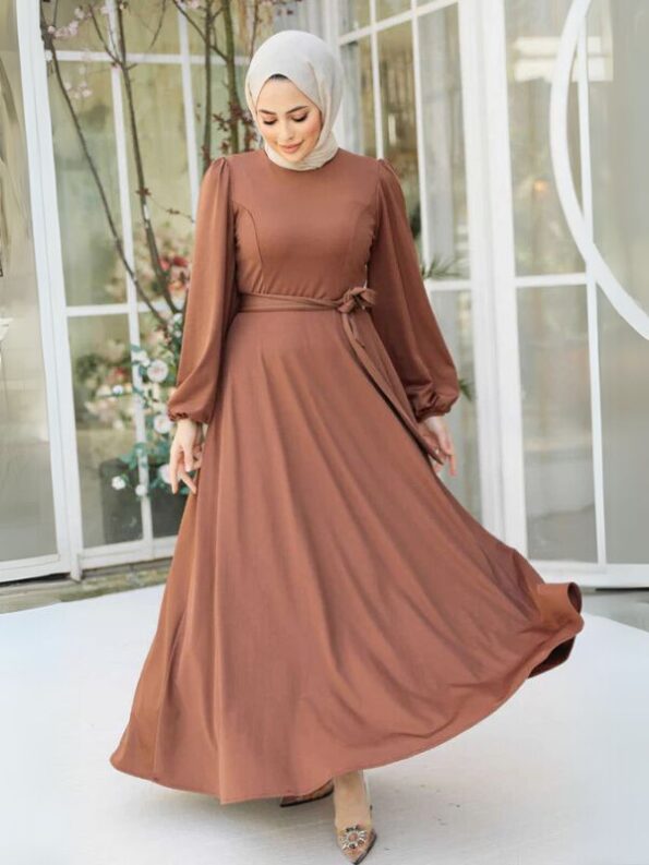 Quzey TR Solid Dress-Brown