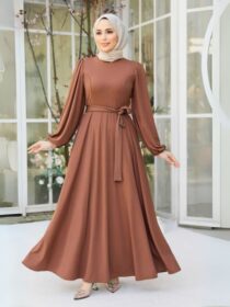 Quzey TR Solid Dress-Brown