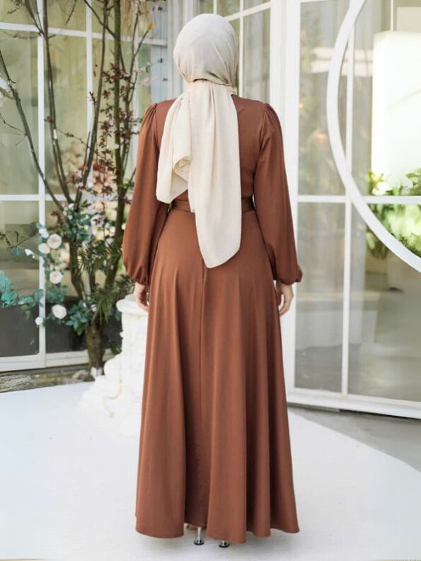 Quzey TR Solid Dress-Brown