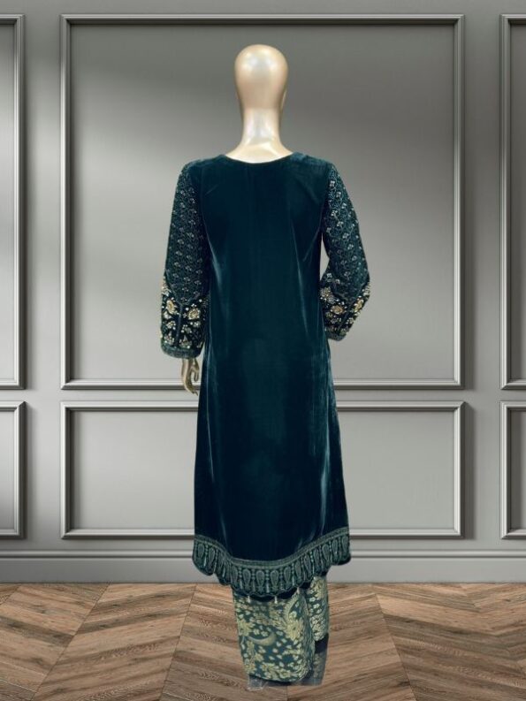 Quzey Velvet Dress - Green