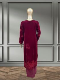 Quzey Velvet Dress - Maroon