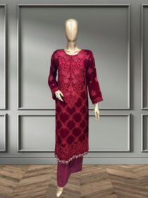 Quzey Velvet Dress - Maroon