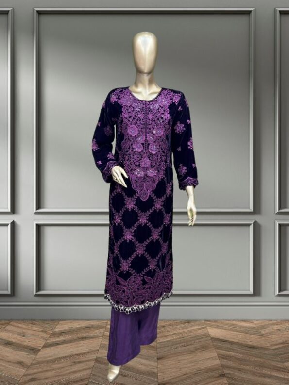 Quzey Velvet Dress - Purple