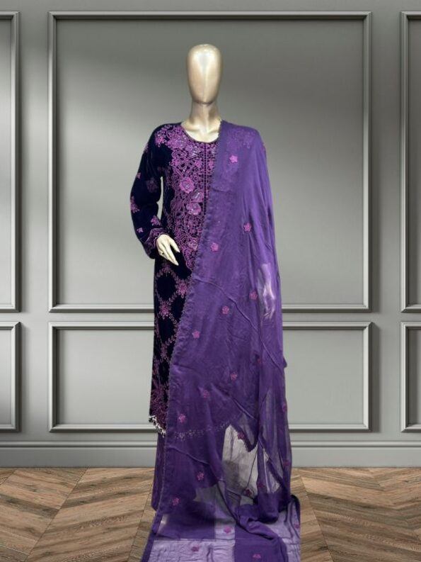 Quzey Velvet Dress - Purple