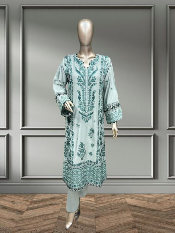 Quzey Dhanak Dress - Sea Green