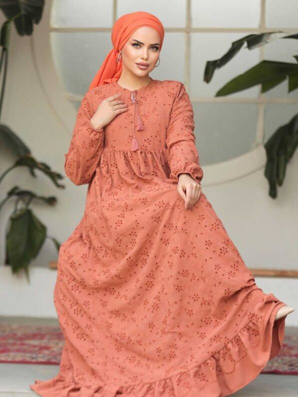 Quzey Schiffli Dress - Orange