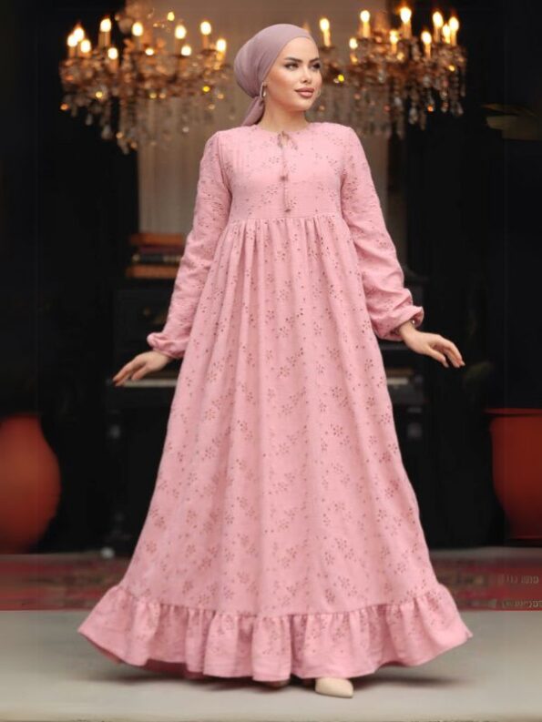 Quzey Schiffli Dress - Powder Pink