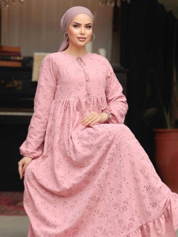 Quzey Schiffli Dress - Powder Pink