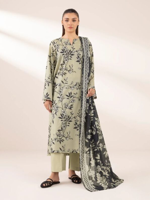 Sapphire - Light Green Printed Lawn Shirt