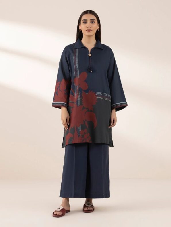 Sapphire - Navy Blue Printed Lawn Shirt