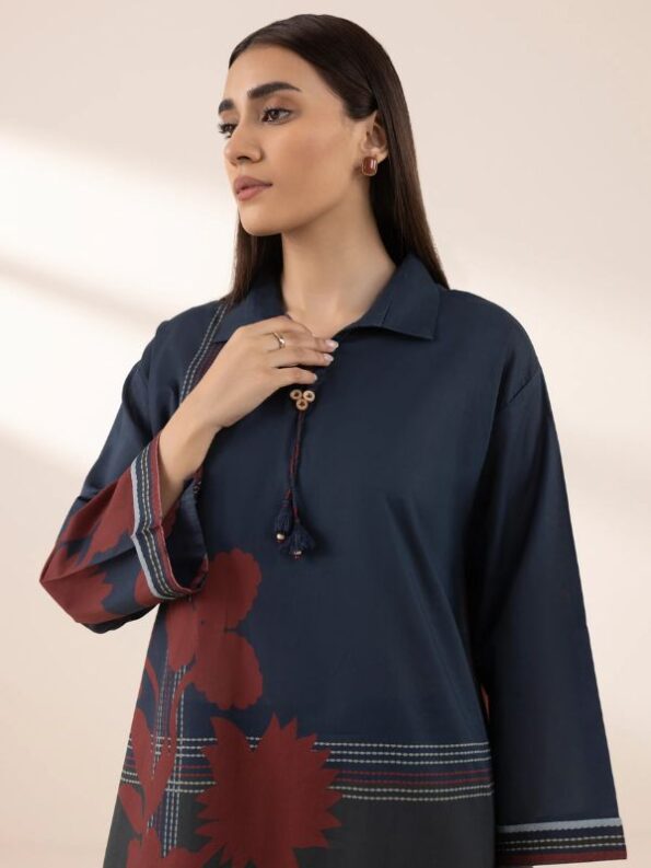 Sapphire - Navy Blue Printed Lawn Shirt