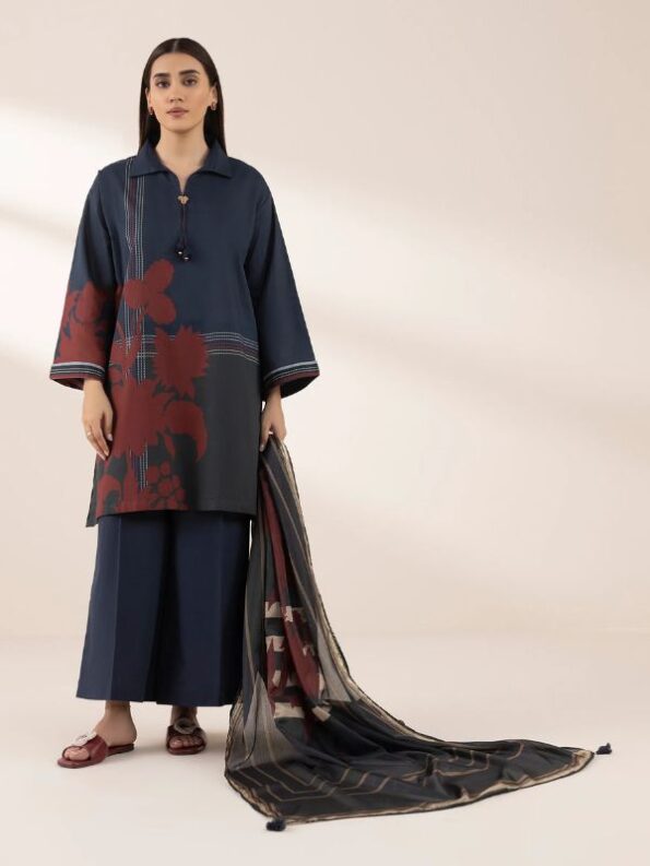 Sapphire - Navy Blue Printed Lawn Shirt