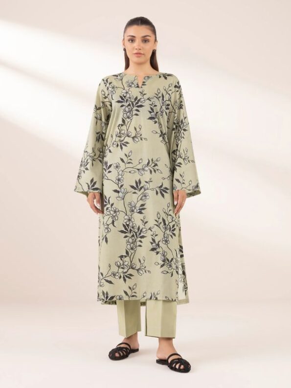 Sapphire - Light Green Printed Lawn Shirt