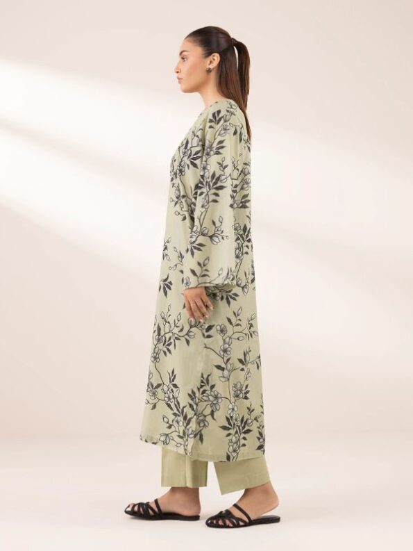 Sapphire - Light Green Printed Lawn Shirt