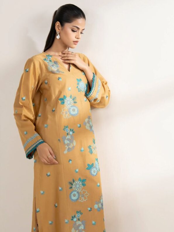 Sapphire - Mustard Embroidered Lawn Shirt