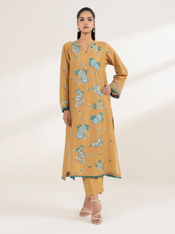 Sapphire - Mustard Embroidered Lawn Shirt