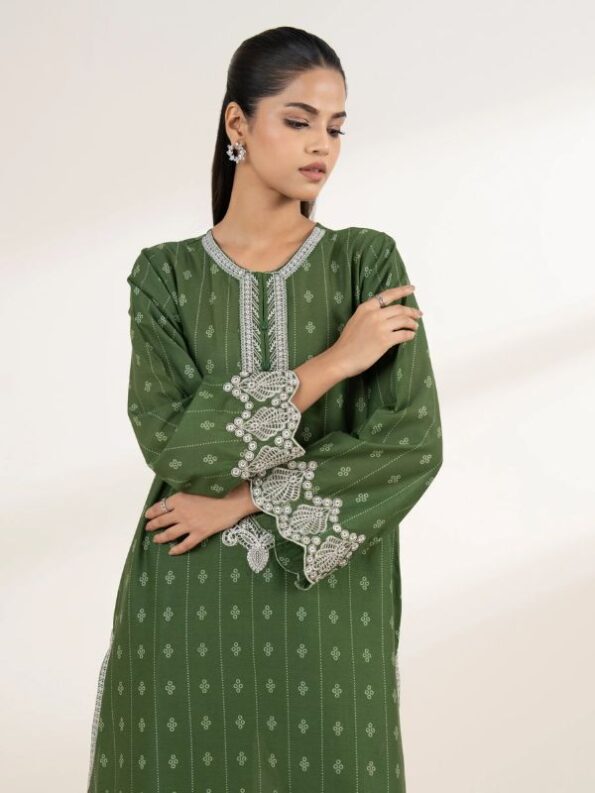 Sapphire - Green Embroidered Lawn Shirt