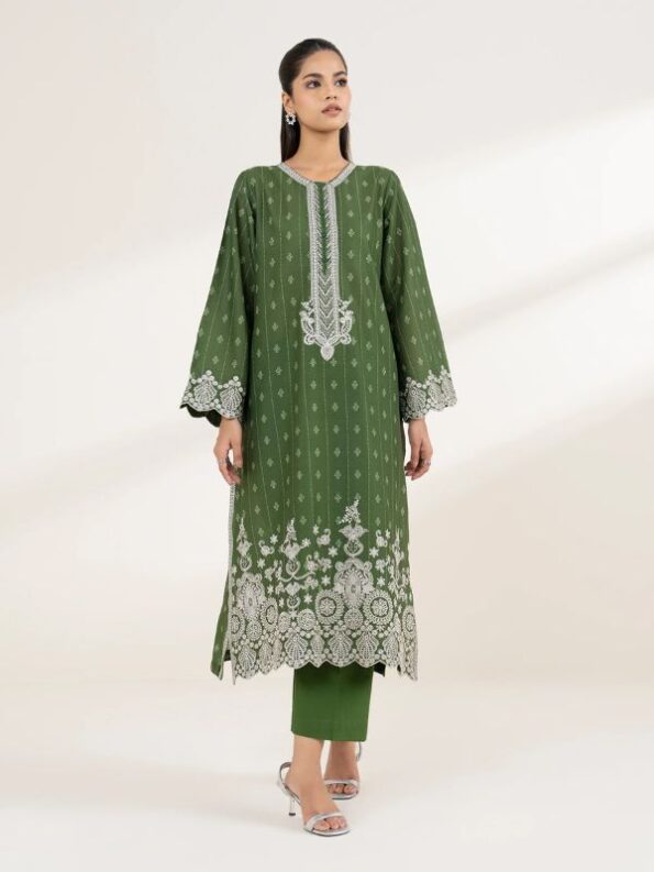 Sapphire - Green Embroidered Lawn Shirt