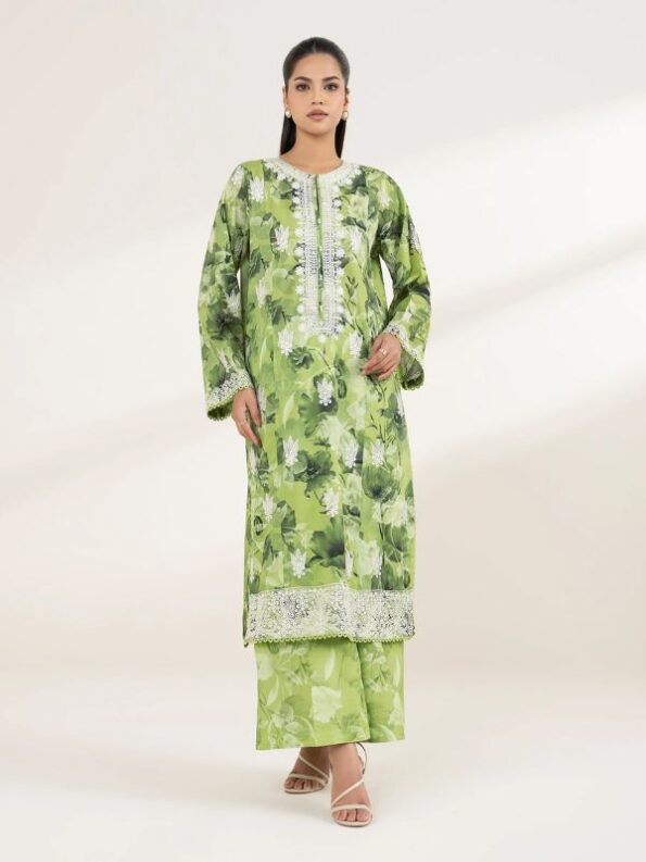 Sapphire - Light Green Embroidered Lawn Shirt