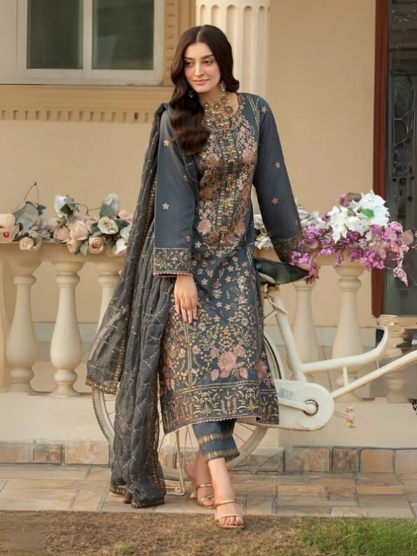 HEERAS Cotton - Grey & Gold