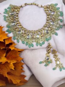 Quzey Mint Kundan Meenakari Necklace Set