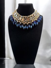 Quzey Navy Kundan Meenakari Necklace Set