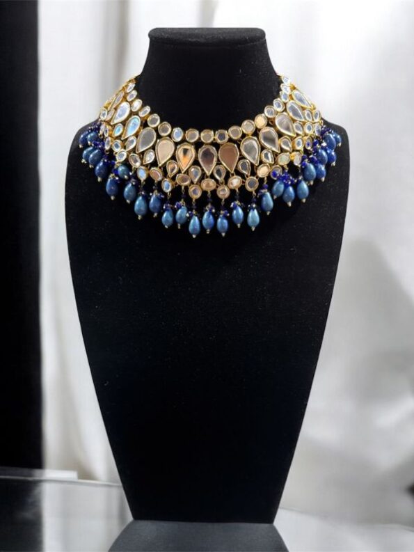 Quzey Navy Kundan Meenakari Necklace Set
