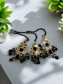 Quzey Obsidian Kundan Necklace Set